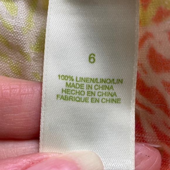 Sigrid Olsen Linen Floral Ankle Pants - Pink, Orange, Tan - Picture 5 of 7